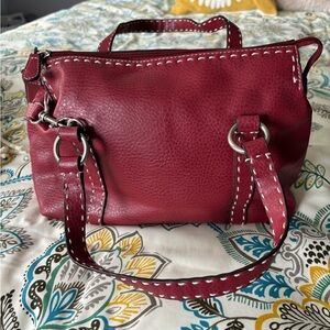 NWOT Relic Red Leather Handbag with double handles and crossbody strap